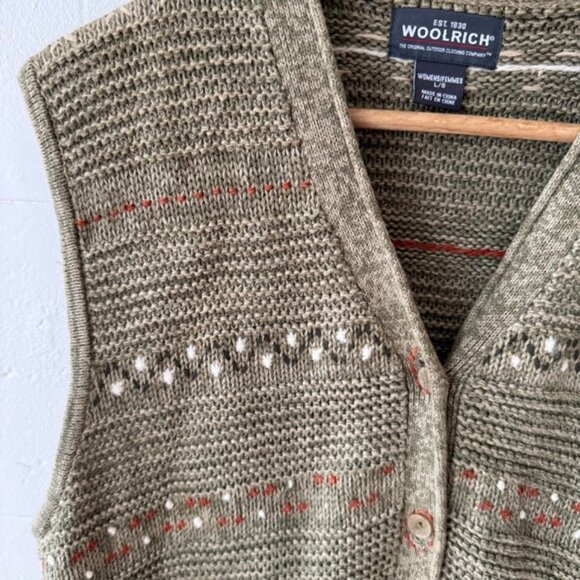 Woolrich | Cottagecore Green Knit Vest Floral | Embroidered Cotton | Size Large - Picture 2 of 10